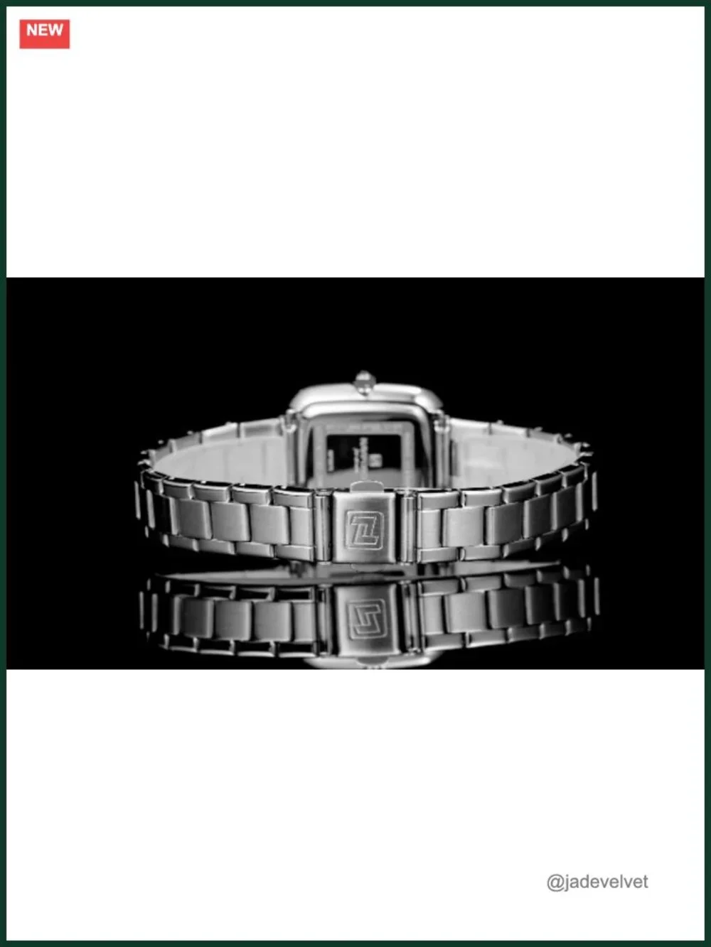 Vintage Square Case Watch, Stainless Steel Band, Waterproof, Gift for Her